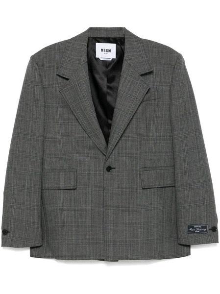  Msgm Checked Blazer - Grey 