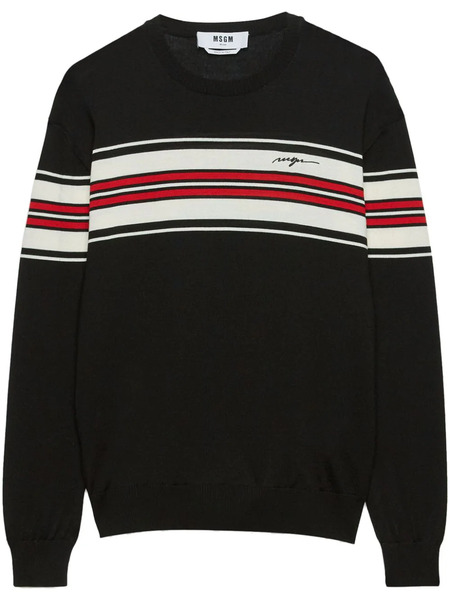  Msgm Chest Stripe Jumper - Black 