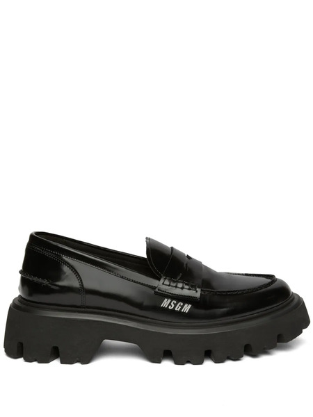  Msgm Chunky Eather Penny Loafers - Black 