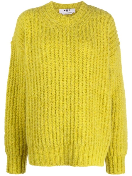  Msgm Chunky-knit Crew-neck Jumper - Yellow 