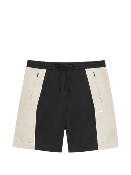  Msgm Colour-block Drawstring Deck Shorts - Black 