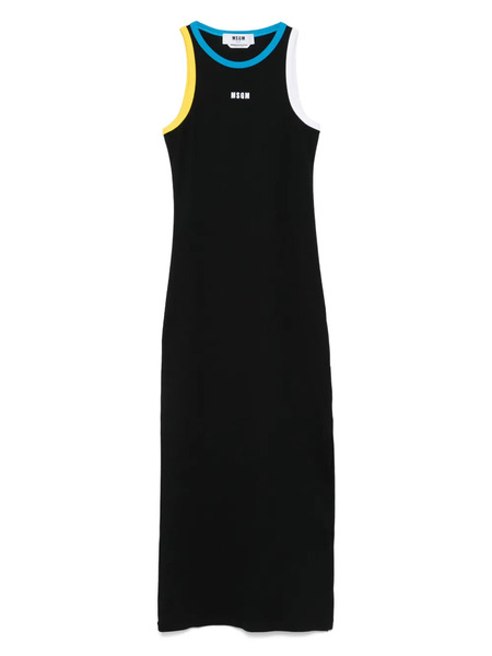  Msgm Contrasting-trim Maxi Dress - Black 