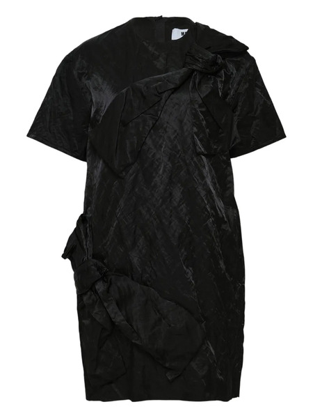  Msgm Crinkle Bow Mini Dress - Black 