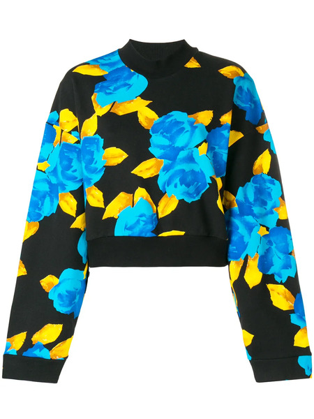  Msgm Cropped Jersey Sweater - Black 