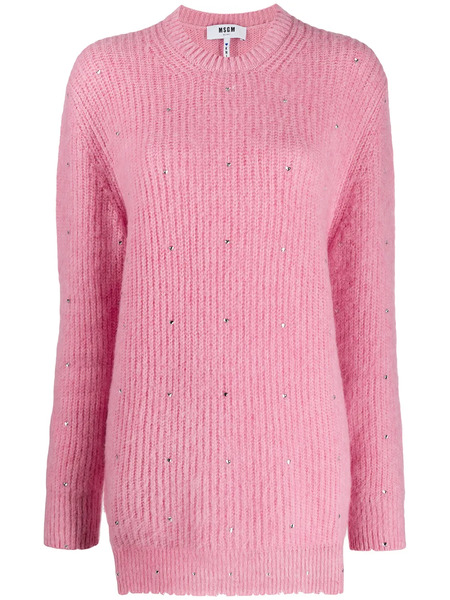  Msgm Crystal-embellished Jumper - Pink 