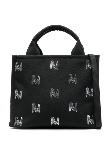  Msgm Crystal-embellished Logo Tote Bag - Black 