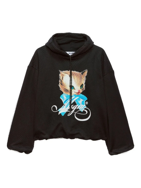  Msgm Cute Kitty Hoodie - Black 