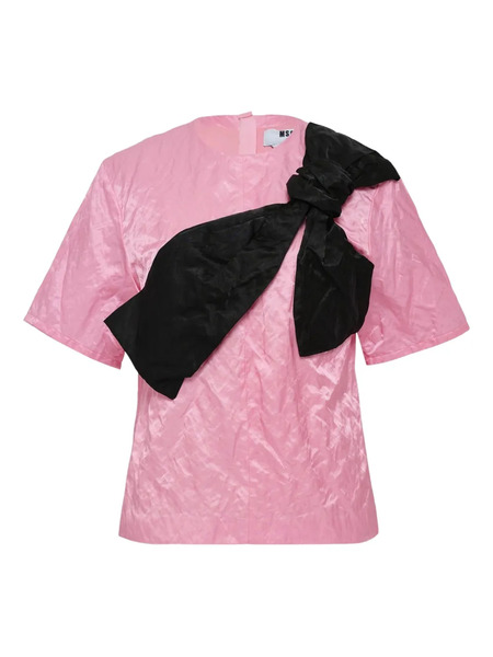  Msgm Diagonal-ribbon Blouse - Pink 