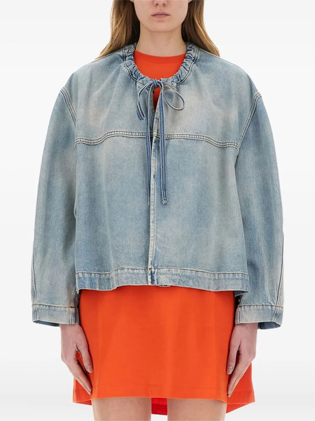  Msgm Drawstring-collar Denim Jacket - Blue 