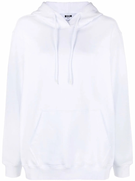  Msgm Drawstring Cotton Hoodie - White 