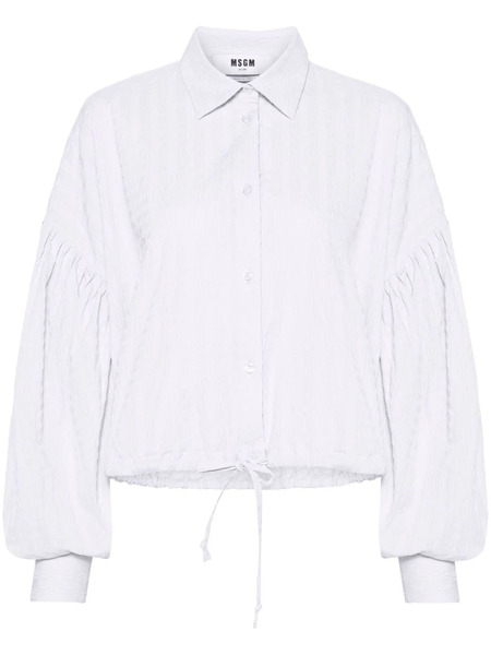  Msgm Drawstring-hem Seersucker Shirt - White 