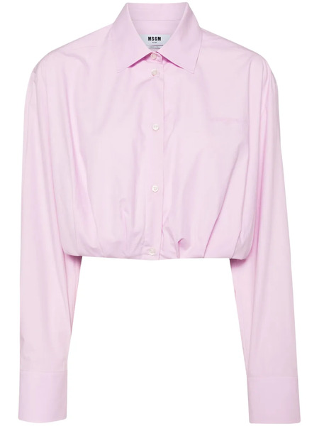  Msgm Embroidered Cropped Shirt - Pink 