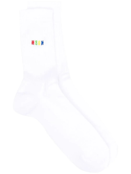  Msgm Embroidered-logo Detail Socks - White 