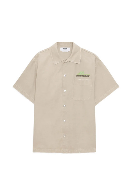  Msgm Embroidered Pocket Shirt - Neutrals 