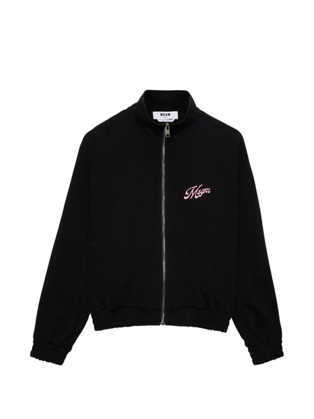  Msgm Embroidered Zip Sweatshirt - Black 