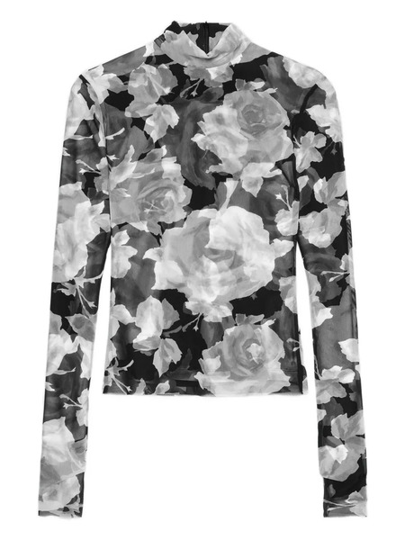  Msgm Floral-detail Top - Black 