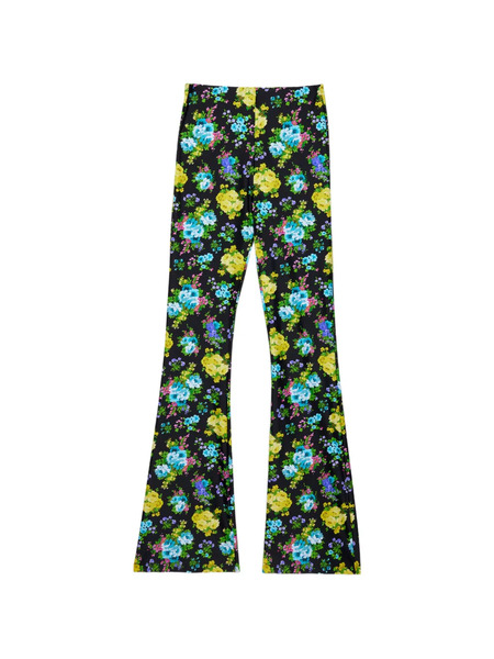  Msgm Floral Flared Trousers - Black 