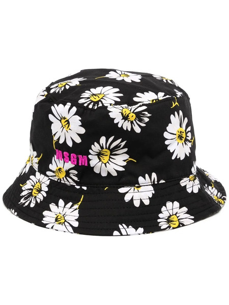  Msgm Floral-print Bucket Hat - Black 
