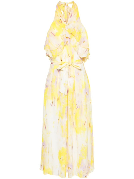  Msgm Floral-print Maxi Dress - Yellow 