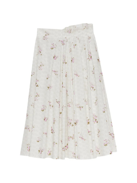  Msgm Floral-print Midi Pleated Skirt - Neutrals 