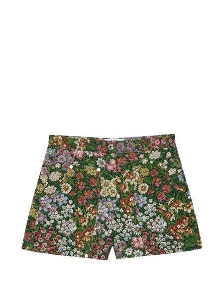  Msgm Floral Print Shorts - Green 