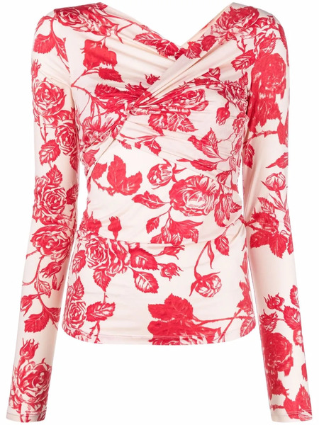  Msgm Floral-print Top - Pink 