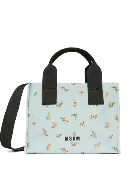  Msgm Floral-print Tote Bag - Blue 