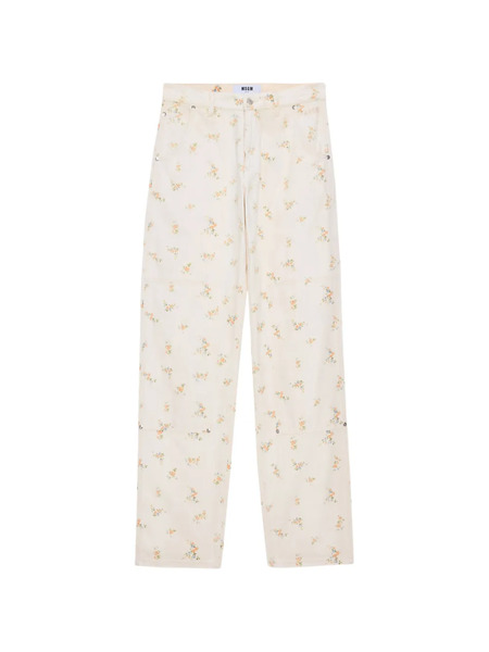 Msgm Floral Trousers - Neutrals 