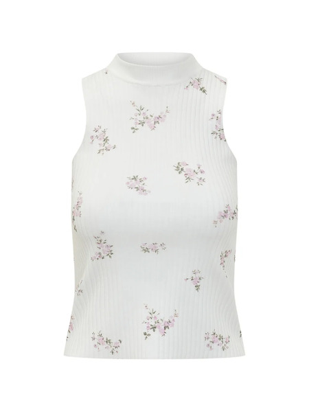  Msgm Floral Turtleneck Top - White 