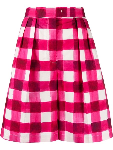  Msgm Gingham-print Tailored Knee-length Shorts - Pink 