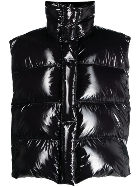  Msgm Glossy Padded Zip-up Gilet - Black 