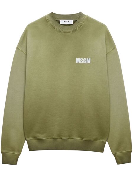  Msgm Gradient Effect Logo-printed Sweatshirt - Green 
