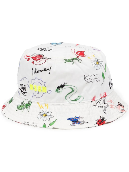  Msgm Graphic-print Bucket Hat - White 