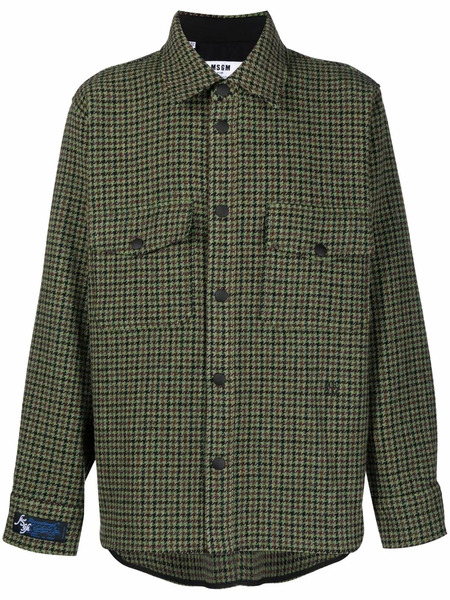  Msgm Herringbone Check-pattern Shirt - Green 