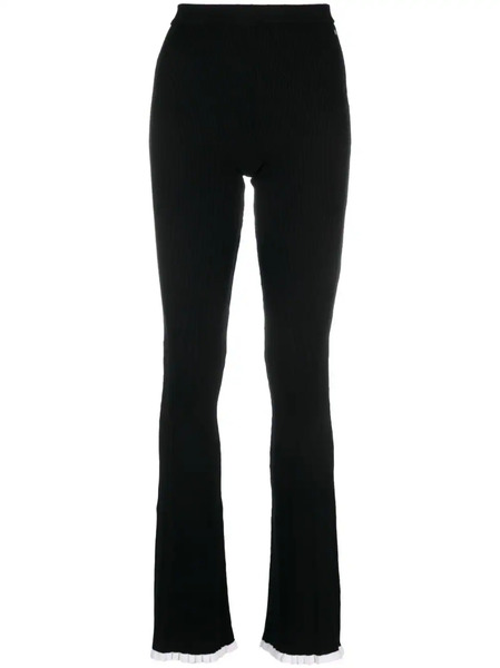  Msgm Intarsia-knit Logo High-waisted Trousers - Black 