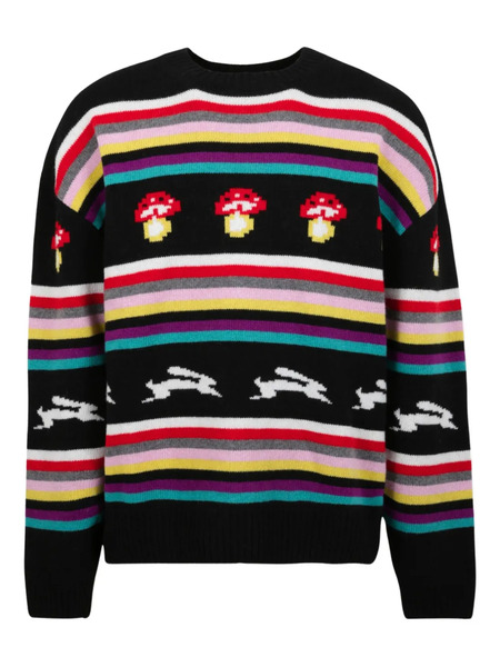  Msgm Jacquard Oversized Sweater - Black 