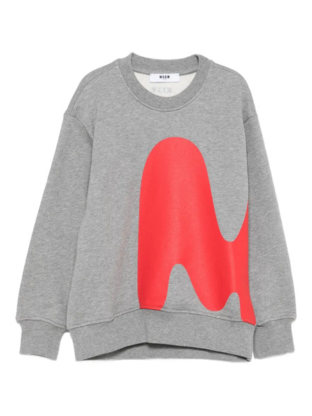  Msgm Kids Abstract-wave Sweatshirt - Grey 