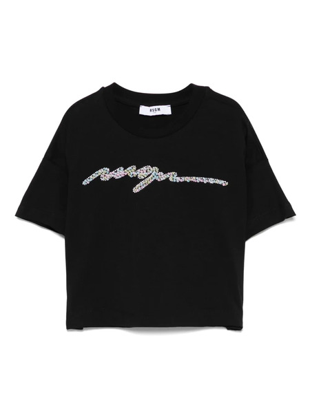  Msgm Kids Bead-logo Detailing T-shirt - Black 