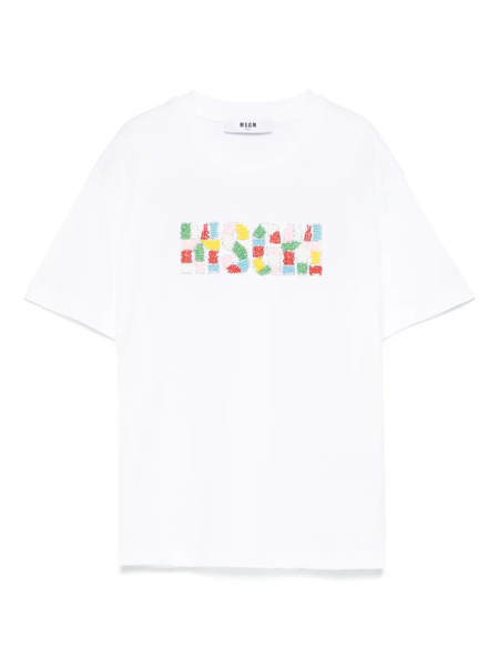  Msgm Kids Bead-logo T-shirt - White 