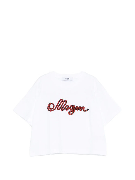  Msgm Kids Beaded Short-sleeved T-shirt - White 
