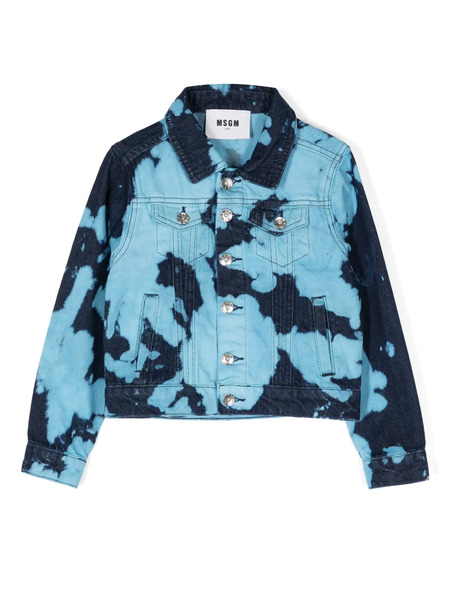  Msgm Kids Bleached-effect Denim Jacket - Blue 