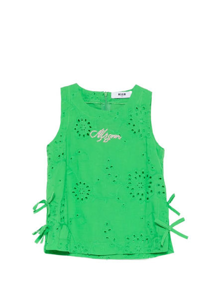  Msgm Kids Bow-detail Top - Green 