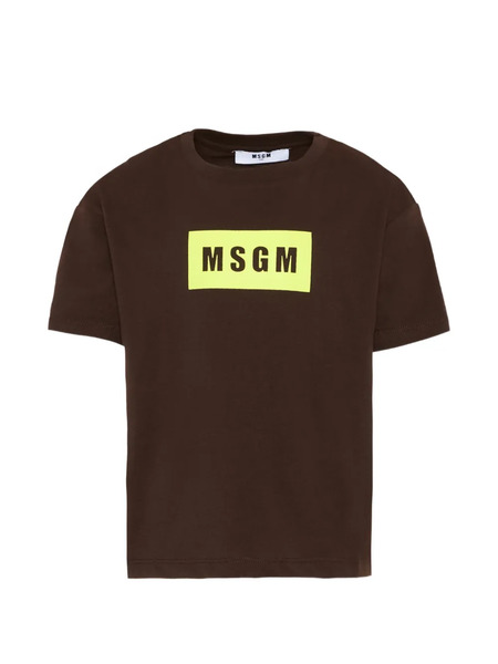  Msgm Kids Box-logo T-shirt - Brown 
