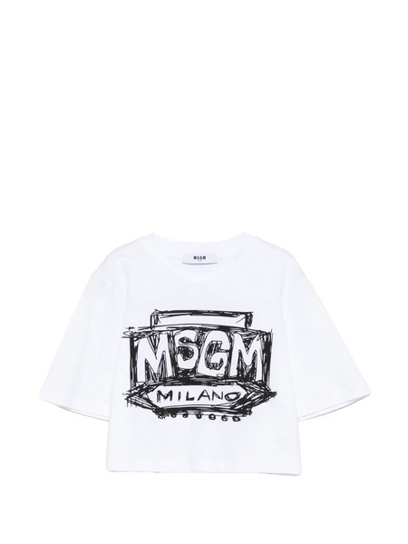  Msgm Kids Boxy-fit Graphic-print T-shirt - White 
