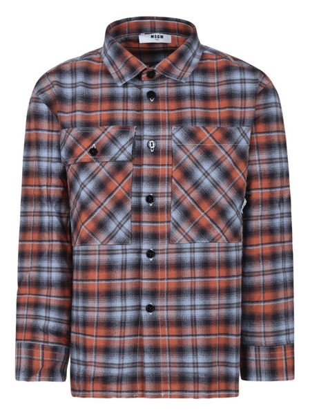  Msgm Kids Check-print Shirt - Brown 