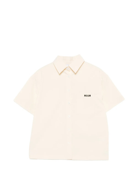  Msgm Kids Chest-pocket Short-sleeve Shirt - Neutrals 