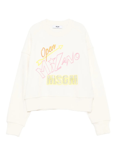  Msgm Kids Crystal-embellished Sweatshirt - Neutrals 