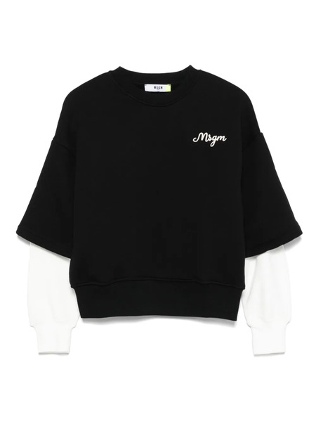  Msgm Kids Double-layered Logo Sweatshirt - Black 