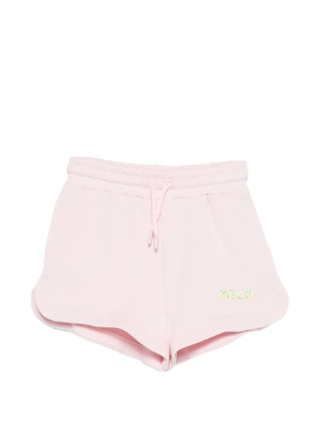  Msgm Kids Drawstring Embroidered Trousers - Pink 