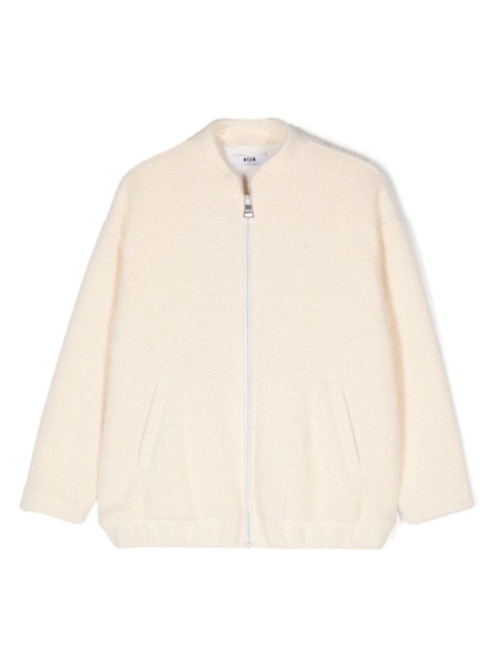  Msgm Kids Embroidered-logo Jacket - Neutrals 